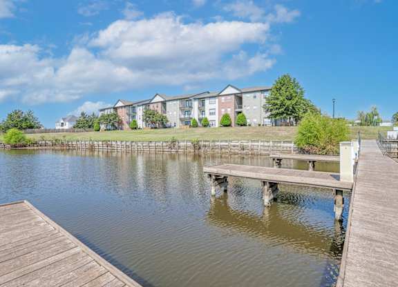 View of the dock going over the pond at Ultris Island Park in Shreveport, LA