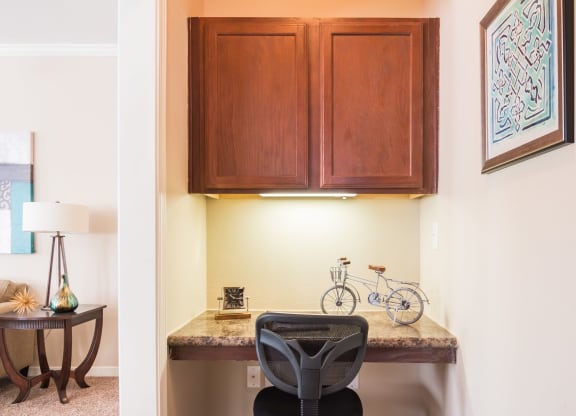 Model Built-In Desk Area at Island Park Apartments in Shreveport, Louisiana, LA