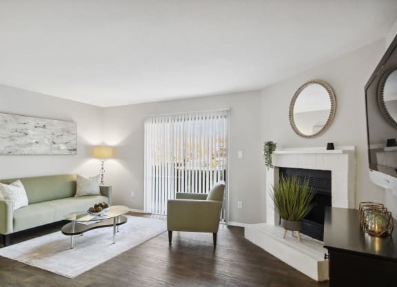 living room with harwood floor at Johnston Creek Crossing in Charlotte, NC