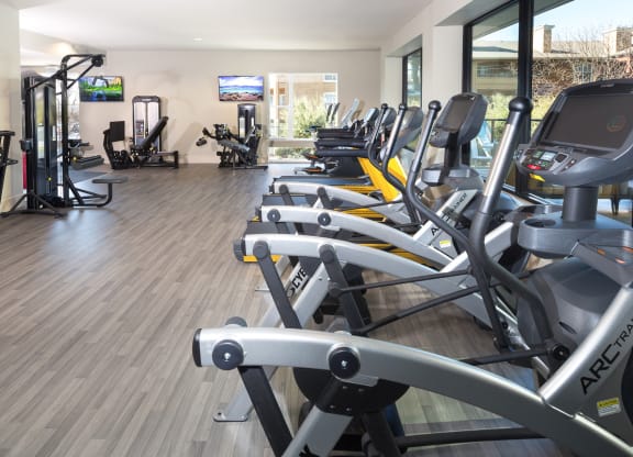 gym with cardio equipments at Knox Heights in Dallas, TX