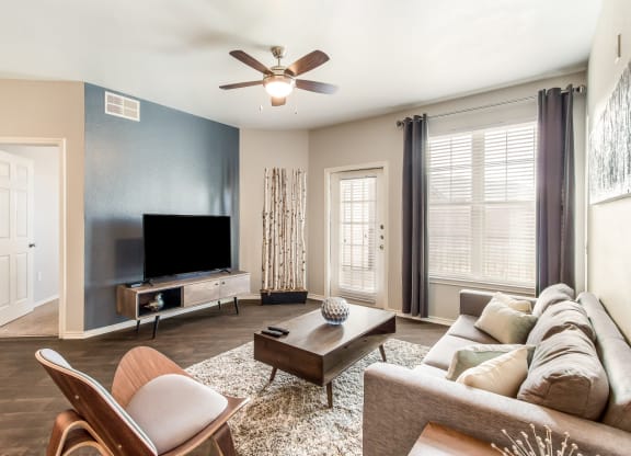 Model Unit Living Room at Greensview Apartments in Aurora, Colorado, CO