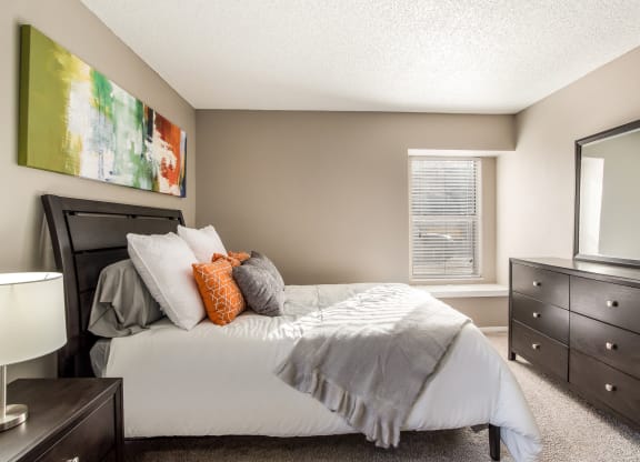 Model Unit Bedroom at Greensview Apartments in Aurora, Colorado, CO