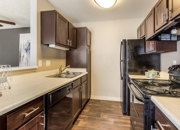 Model Unit Kitchen at Greensview Apartments in Aurora, Colorado, CO