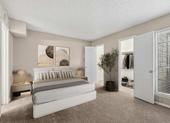 Virtually staged b2 bedroom at Noel on the Parkway in Dallas, TX