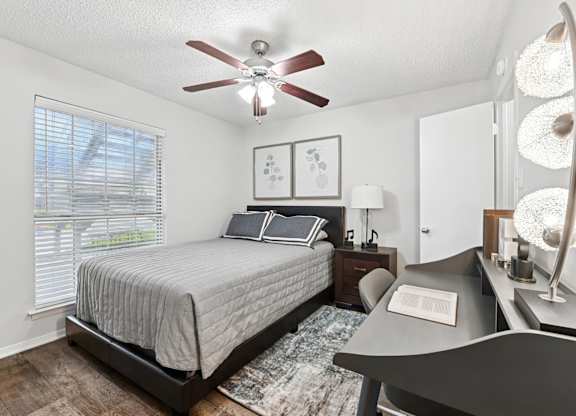 Model unit bedroom at Oaks of Denton in Denton, TX