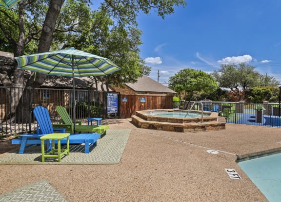 our apartments have a community pool and hot tub