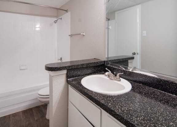 Bathroom at Preston Villas Apartment Homes, Dallas, Texas, TX
