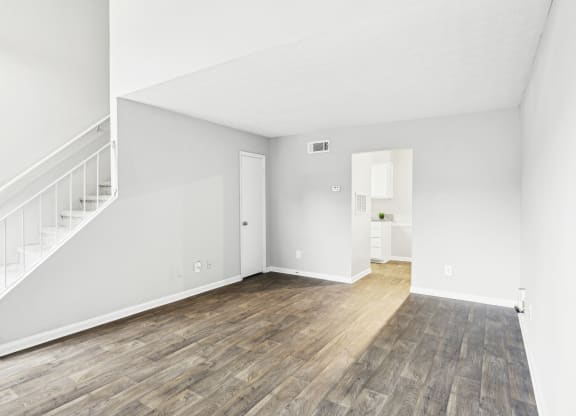 Spacious living room area at Pine Village North in Smyrna, GA