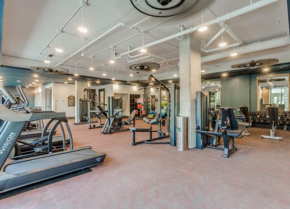 Workout Area with Cardio Equipment at St. Elmo Apartment in Austin, TX
