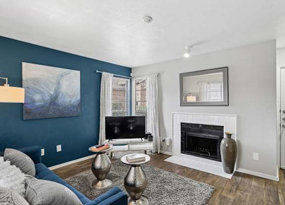 Model unit living room at The Summit in Mesquite, TX