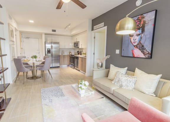 Living Room With Kitchen View at Twenty2 West, West Miami, 33155