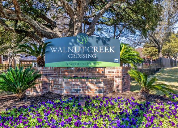 Front Monument Sign at Walnut Creek Crossing Apartments in Austin, Texas, TX