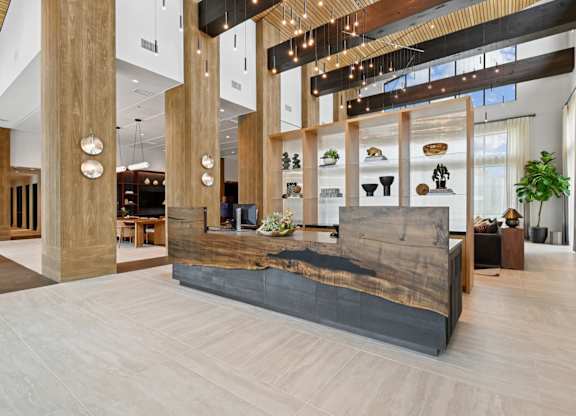 Leasing office reception area at Whispering Pines at Westdale Hills in Euless, TX