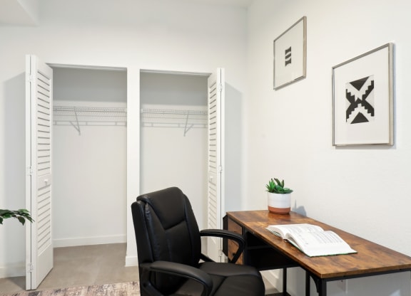 Study with desk and small closet in A2 Floor Plan at Westgate on University in Lauderhill, FL