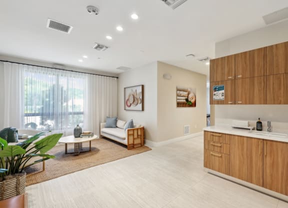 Zen Suites waiting area with seating at Westgate on University in Lauderhill, FL
