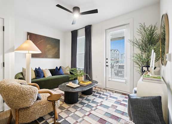 Living Room Model Unit at Woodgate Place in Waco, TX