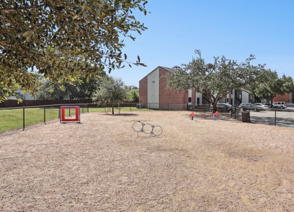 Large pet park for furry residents to run around in at Hunters Chase in Austin, TX