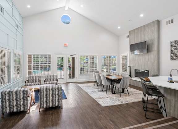 Clubhouse with ample seating and a TV