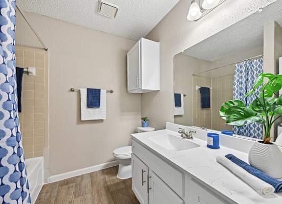 A Unit bathroom at Hollows in San Antonio, TX
