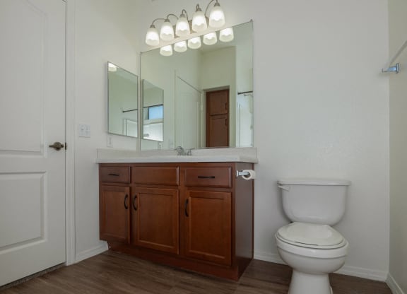 a bathroom with a toilet and a sink and a mirror