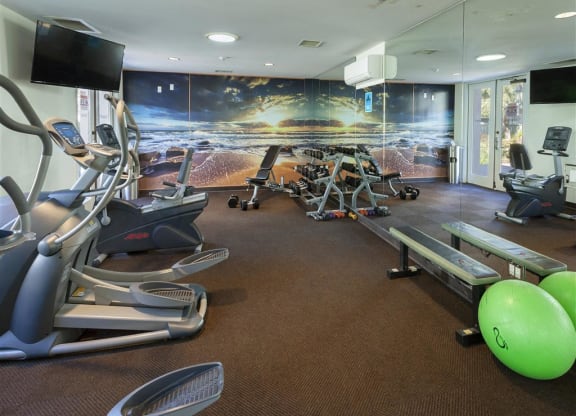 Fitness Center With Modern Equipment, at Pacific Oaks Apartments, Towbes, Goleta, CA 93117