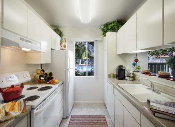 Two BR Apartments in Goleta CA - Pacific Oaks - Modern Kitchen with White Cabinets