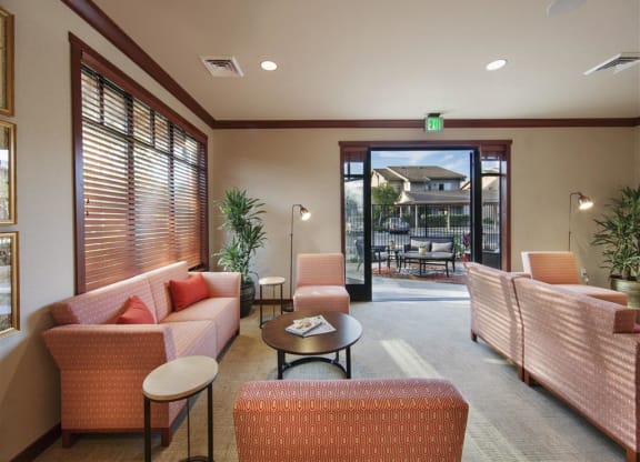 Large windows in clubhouse, at Willow Springs, Goleta California