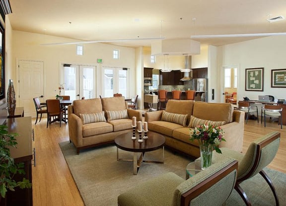 Living Room With Television, at Ralston Courtyard Apartments, California