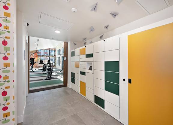 A Hallway with a Yellow Door at Canyon Terrace Apartments, Folsom