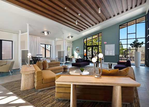 Living Space with Furniture at Canyon Terrace Apartments, Folsom, CA