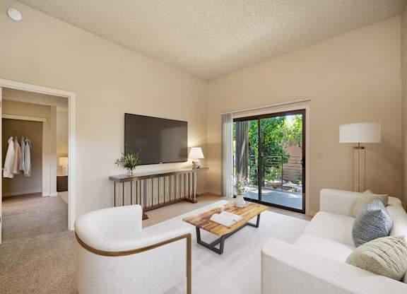 Living Room With TV at Fountains of Fair Oaks, Fair Oaks, CA