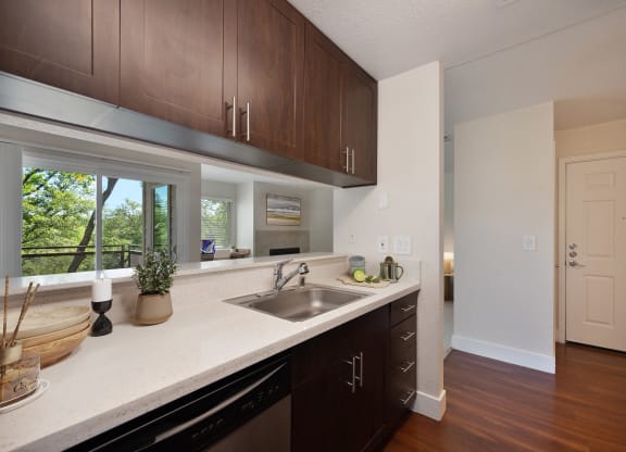 an empty kitchen with a sink and a window at Folsom Ranch, California, 95630