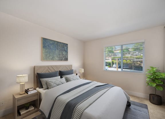 a bedroom with a large bed and a window at Folsom Ranch, Folsom, CA