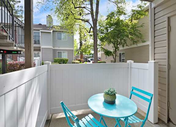 Independent Patio at Hidden Oaks Apartments, California