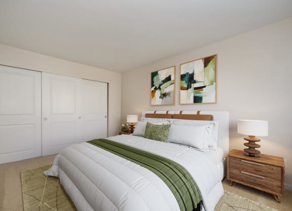 Bedroom With Closet at Rush River Apartments, Sacramento, California