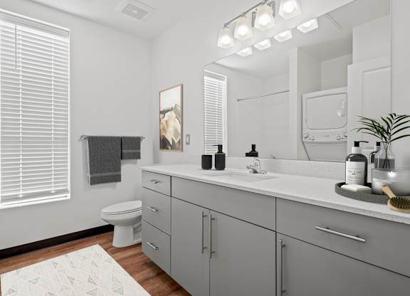 a bathroom with a sink and a toilet and a mirror