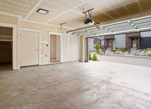 the garage is empty and ready to be remodeled