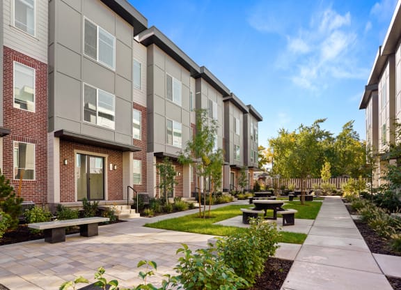 Beautiful Walking Paths at Greens by Lotus Townhomes, Utah