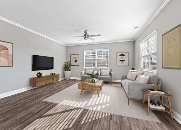 Spacious Living Room with TV at Sunrise on the Monon, Indiana, 46280