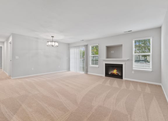 Living room with Fire Place at Aspen Lakes Apartments, Indianapolis, IN, 46217