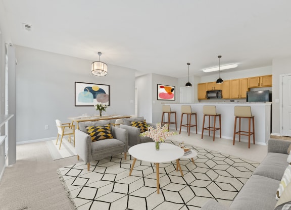 Well Lit Living Room at Aspen Lakes Apartments, Indianapolis, IN