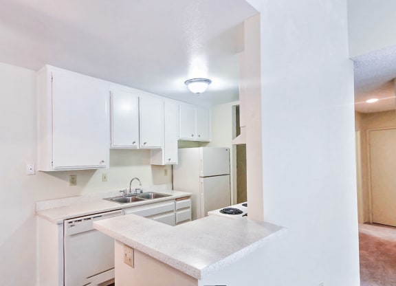 Village Park Apartments White Kitchen in Encinitas CA Now Leasing