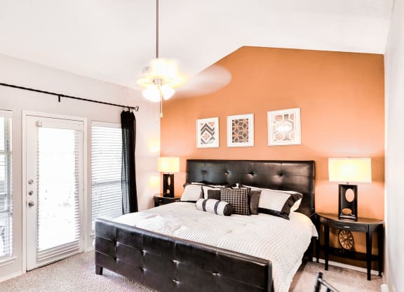 Vaulted Ceilings in Master bedroom at The Winsted at Valley Ranch in Irving, TX, For Rent. Now leasing 1 and 2 bedroom apartments.