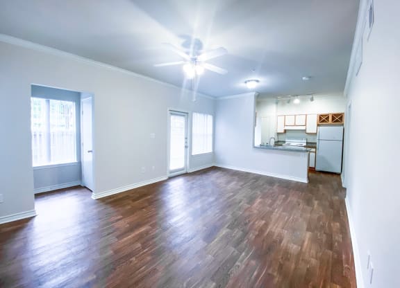 Open floor plan at Tuscany Square Apartments in North Dallas, TX. Now leasing studios, 1 and 2 bedroom apartments.