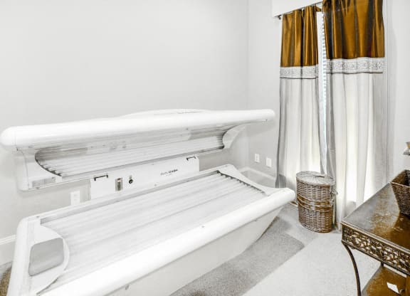 Tanning bed and other amenities offered to residents at Cypress Lake at Stonebriar in Frisco, TX!