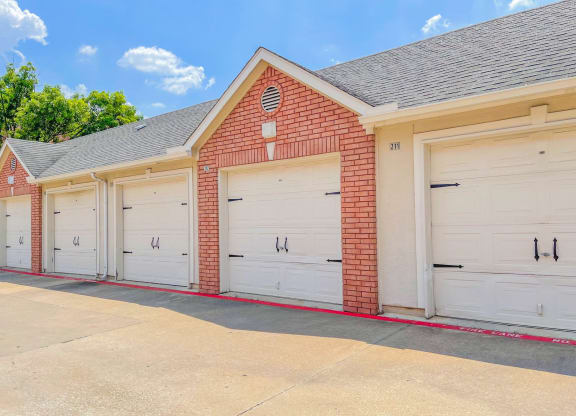 Detached garages at Turnberry Isle Apartments in Dallas, TX.