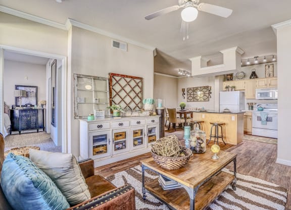 Light and bright living rooms at Cypress Lake at Stonebriar in Frisco, TX!