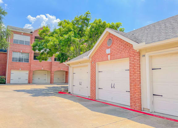 Detached garage parking at Turnberry Isle Apartments in Dallas, TX.