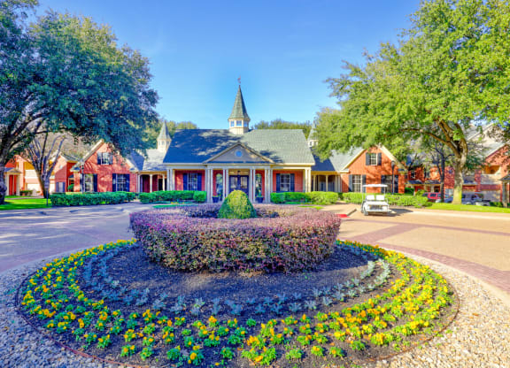 Front drive Saddle Brook Apartments in North Dallas, TX, For Rent.
