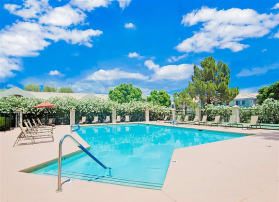 Resort pool of Country Club at Valley View Senior Apartments in Las Vegas, NV, For Rent. Now leasing 1 and 2 bedroom apartments.